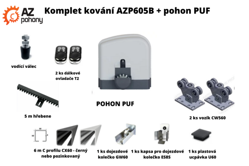 Sada kování AZP605b + pohon HUSKY500 do 4 m průjezdu